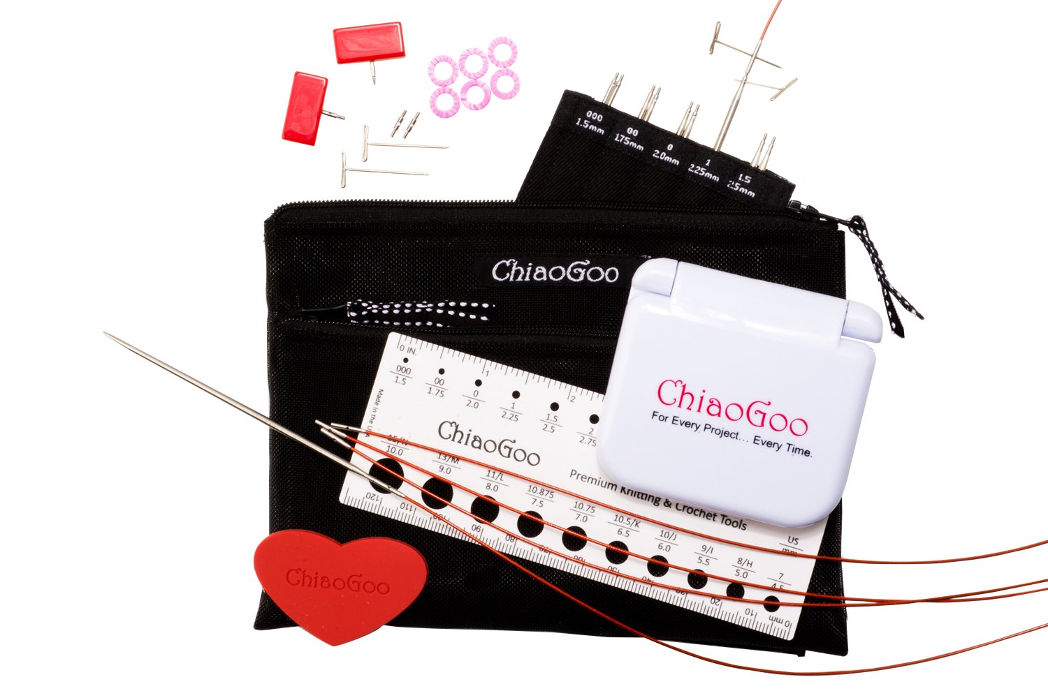 ChiaoGoo Interchangeable Knitting Needles Twist SHORTIES Red Lace   Interchangeable knitting needles, Nylon bag, Interchangeable needles