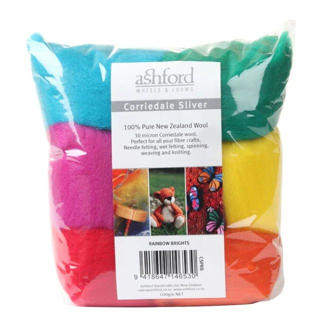 Ashford Corriedale Sliver Packs - Ashford - Rainbow Brights - The Little Yarn Store